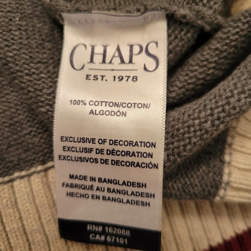 Chaps Gray Fair Isle Snowflake Winter Sweater M‎ Cozy Pullover Knit Gift Holiday